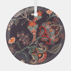 Indian Floral Big Seamless Nature Glass Ornament