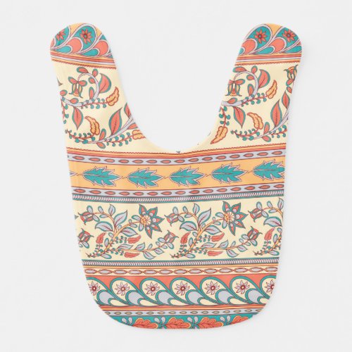 Indian Floral Borders Seamless Pattern Baby Bib