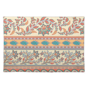 Indian Floral Borders Seamless Pattern Cloth Placemat