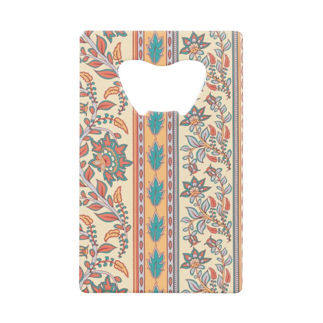 Indian Floral Borders Seamless Pattern Credit Card Bottle Opener (Front)