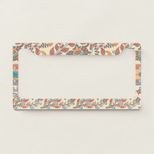 Indian Floral Borders Seamless Pattern License Plate Frame