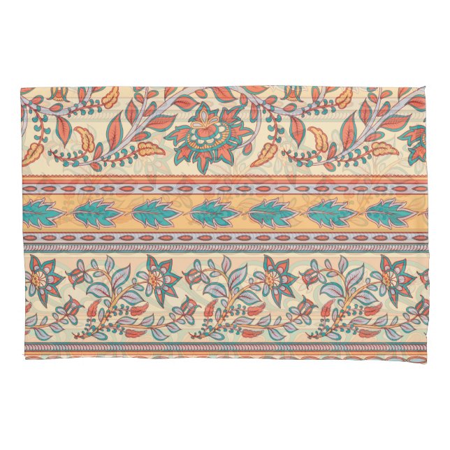 Indian Floral Borders Seamless Pattern Pillow Case (Front)