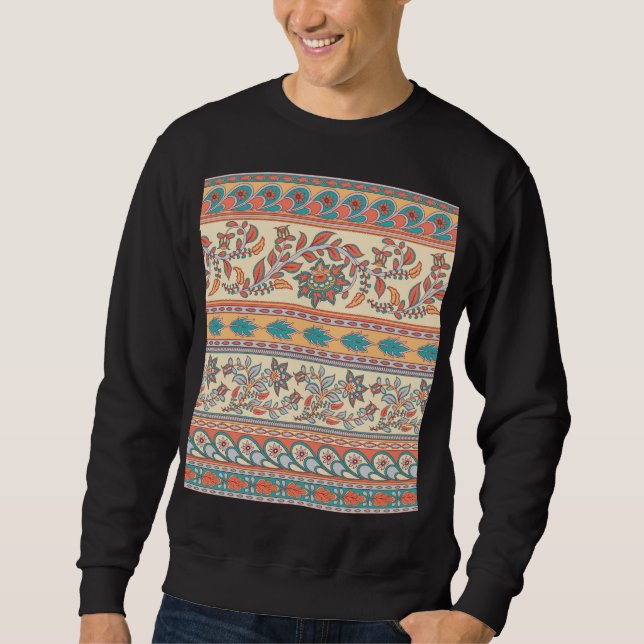 Indian Floral Borders Seamless Pattern Sweatshirt (Front)