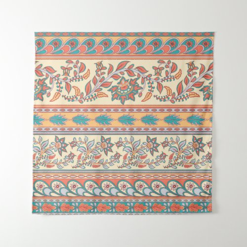Indian Floral Borders Seamless Pattern Tapestry