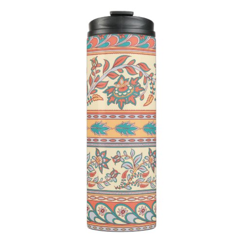 Indian Floral Borders Seamless Pattern Thermal Tumbler