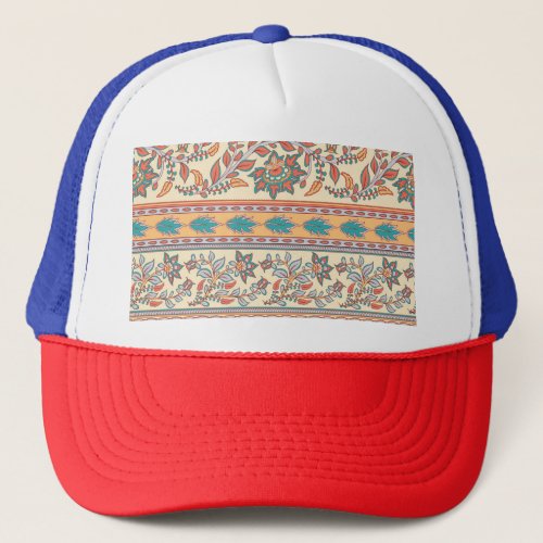 Indian Floral Borders Seamless Pattern Trucker Hat