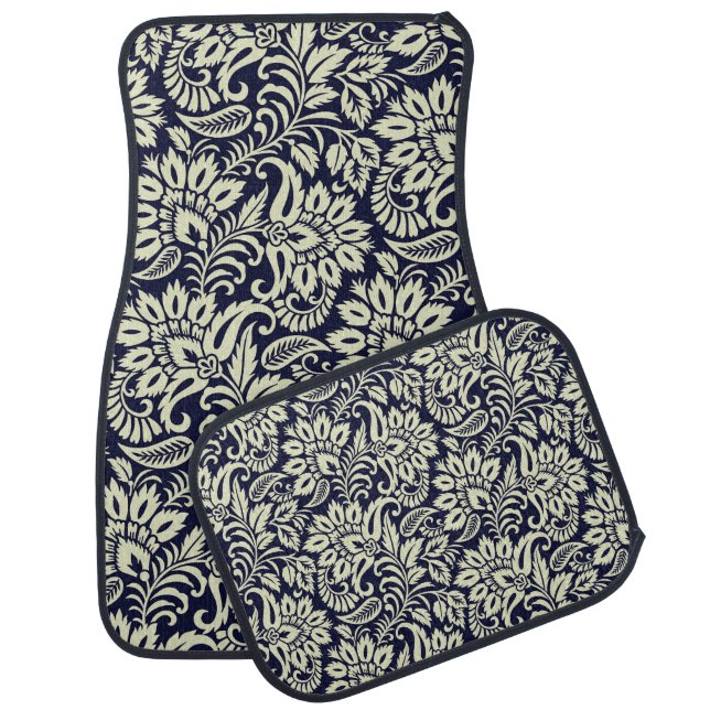 Indian Floral Ground Vintage Design Car Floor Mat (Set)