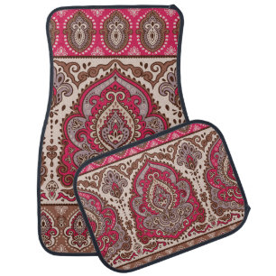 Indian floral paisley, ethnic mandala pattern. car floor mat
