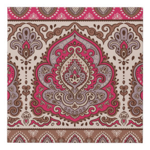 Indian floral paisley, ethnic mandala pattern. faux canvas print
