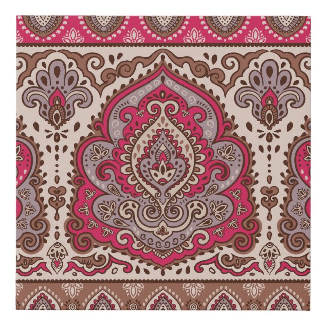 Indian floral paisley, ethnic mandala pattern. faux canvas print (Front)