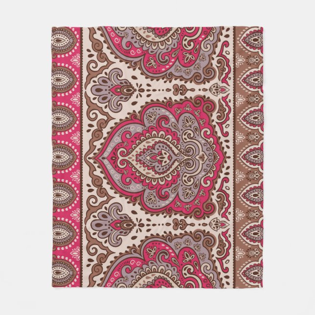 Indian floral paisley, ethnic mandala pattern. fleece blanket (Front)