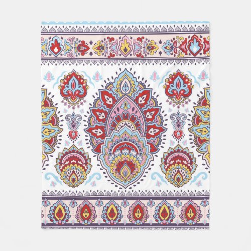 Indian floral paisley medallion pattern Ethnic Ma Fleece Blanket