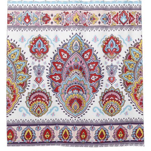 Indian floral paisley medallion pattern Ethnic Ma Shower Curtain