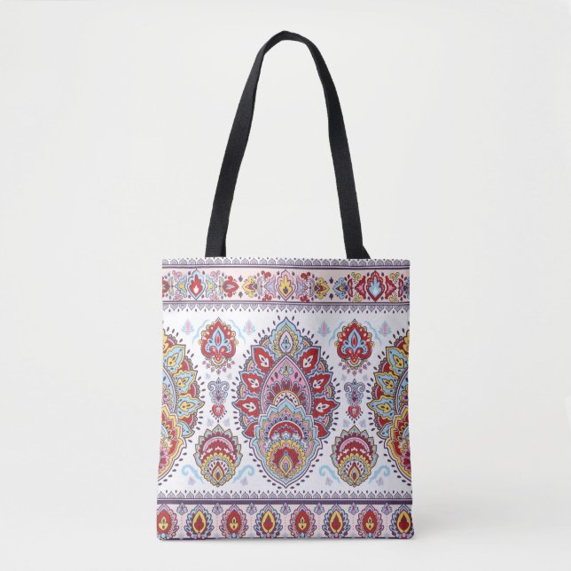 Indian floral paisley medallion pattern. Ethnic Ma Tote Bag (Front)