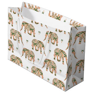 Indian Floral Paisley Ornate Elephants Large Gift Bag