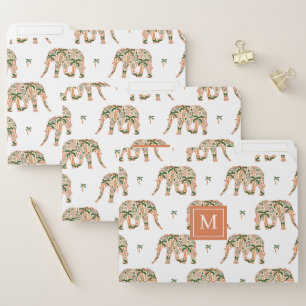 Indian Floral Paisley Ornate Elephants Monogrammed File Folder