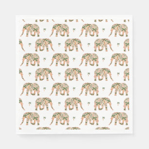 Indian Floral Paisley Ornate Elephants Napkins