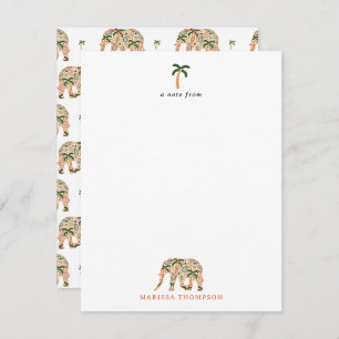 Indian Floral Paisley Ornate Elephants Note Card