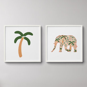 Indian Floral Paisley Ornate Elephants Peel And Stick Photo Tile