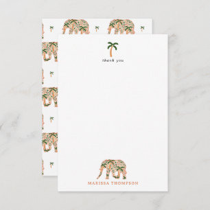 Indian Floral Paisley Ornate Elephants Thank You Card
