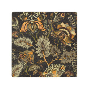 Indian floral paisley, seamless ethnic pattern. metal print