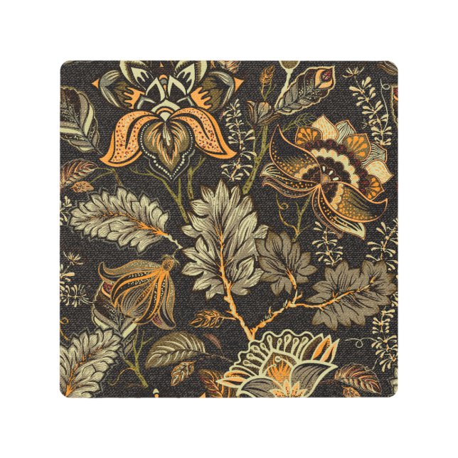 Indian floral paisley, seamless ethnic pattern. metal print (Front)