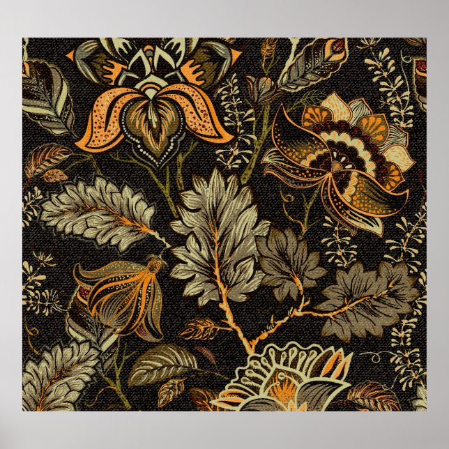 Indian floral paisley, seamless ethnic pattern. poster (Front)
