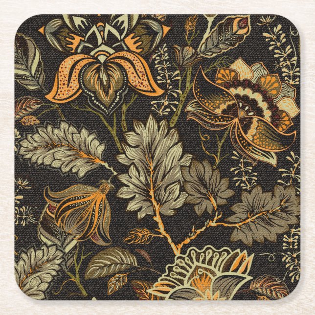 Indian floral paisley, seamless ethnic pattern. square paper coaster (Front)