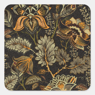 Indian floral paisley, seamless ethnic pattern. square sticker