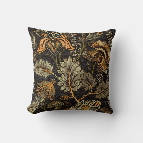 Indian floral paisley seamless ethnic pattern throw pillow