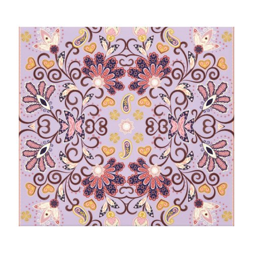 Indian floral tablecloth lovely pastel pattern canvas print