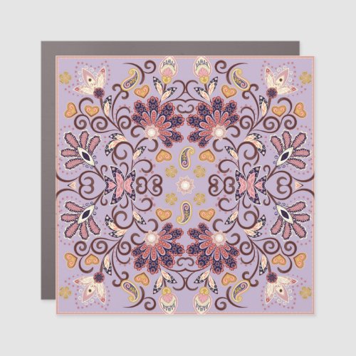 Indian floral tablecloth lovely pastel pattern car magnet