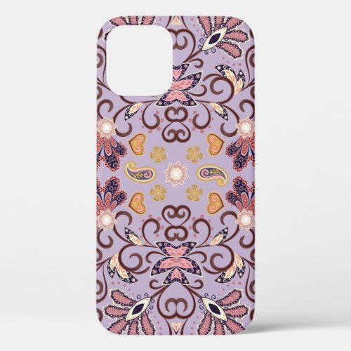 Indian floral tablecloth lovely pastel pattern iPhone 12 case