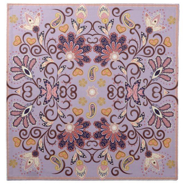 Indian floral tablecloth: lovely pastel pattern cloth napkin (Front)