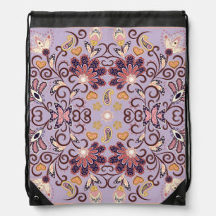 Indian floral tablecloth: lovely pastel pattern drawstring bag