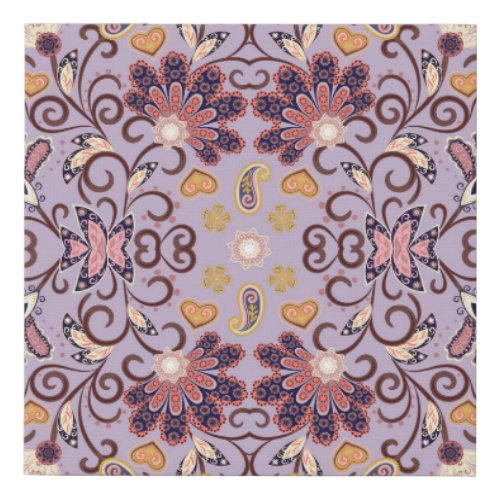 Indian floral tablecloth lovely pastel pattern faux canvas print