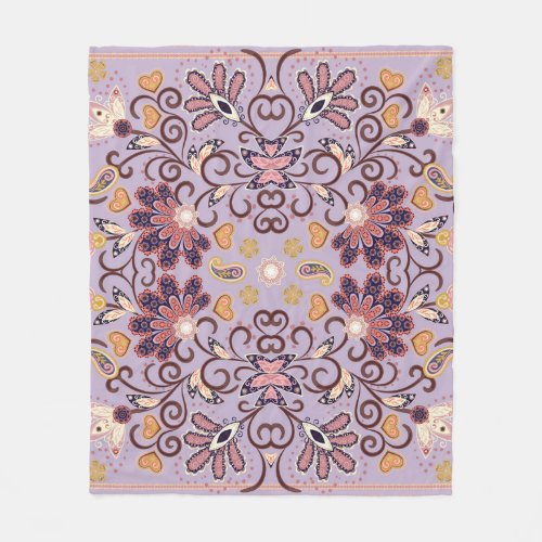 Indian floral tablecloth lovely pastel pattern fleece blanket