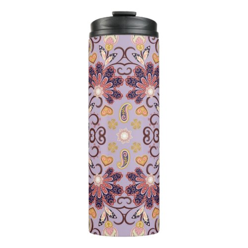 Indian floral tablecloth lovely pastel pattern thermal tumbler