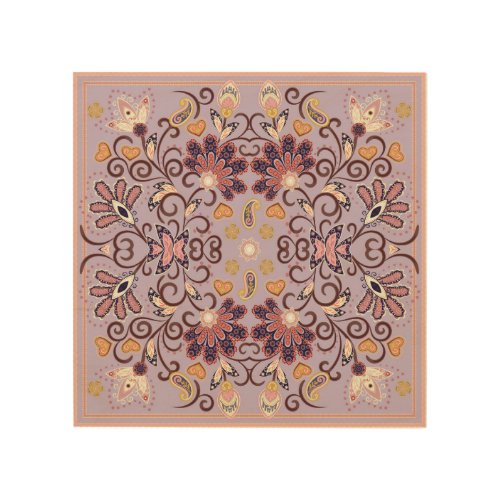Indian floral tablecloth lovely pastel pattern wood wall art