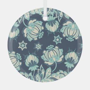 Indian Floral Vintage Seamless Pattern Glass Ornament