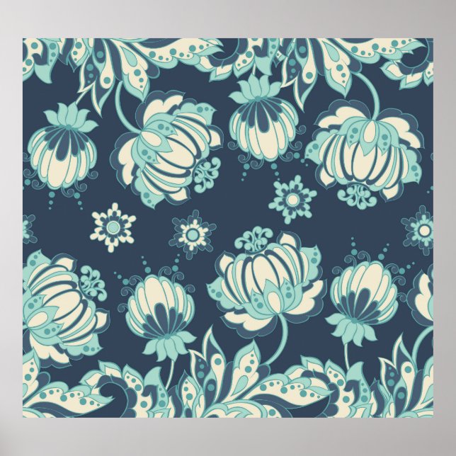 Indian Floral Vintage Seamless Pattern Poster (Front)