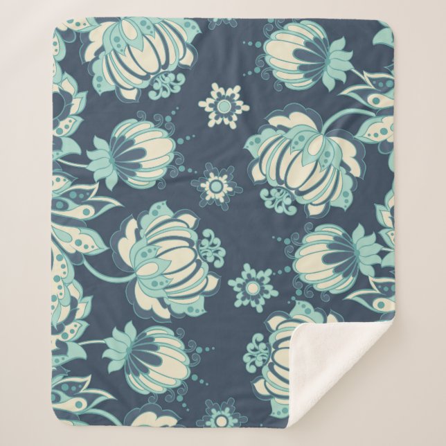 Indian Floral Vintage Seamless Pattern Sherpa Blanket (Front)