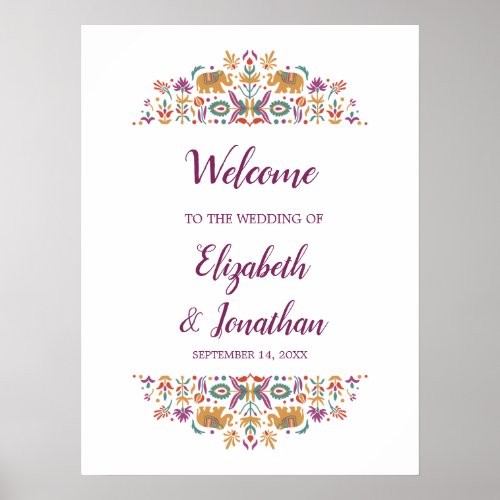  Indian Flower Elephant wedding welcome sign