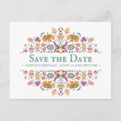 Indian Flower Purple Elephant Wedding Announcement Postcard (Front)