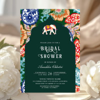Indian Folk Art Elephant Emerald Bridal Shower