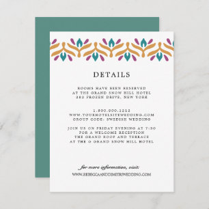 Indian Folk Art Jade Green WEDDING Guest Details Enclosure Card