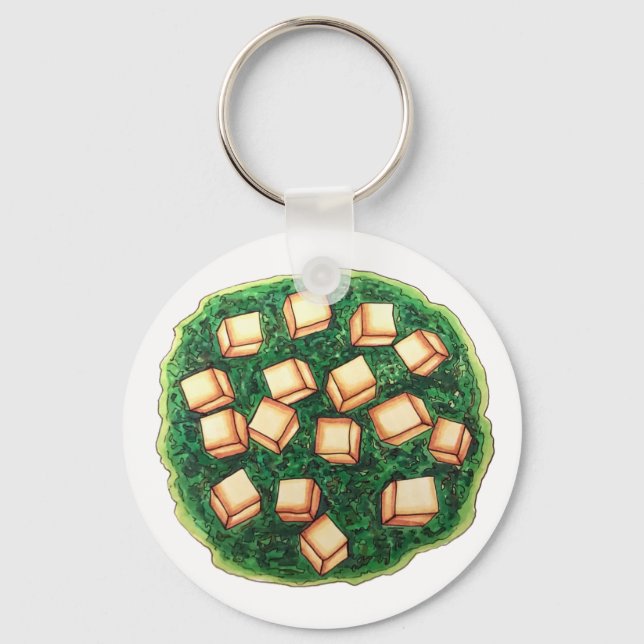 Indian Food Chef India Saag Paneer Spinach Cheese Keychain (Front)