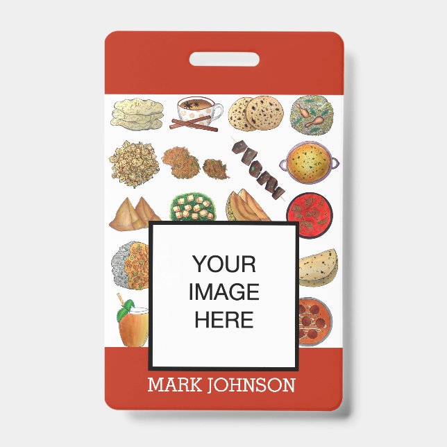 Indian Food Cuisine Cafe Restaurant Chef Server Badge (Front)