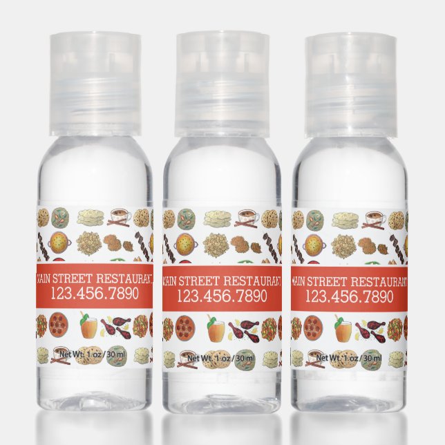 Indian Food Cuisine of India Restaurant Chef Hand Sanitizer (Set)