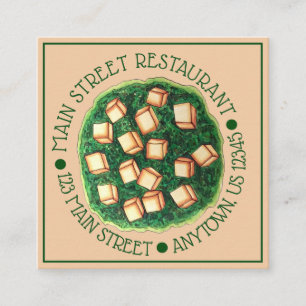 Indian Food Cuisine Restaurant Dish Saag Paneer Square Business Card